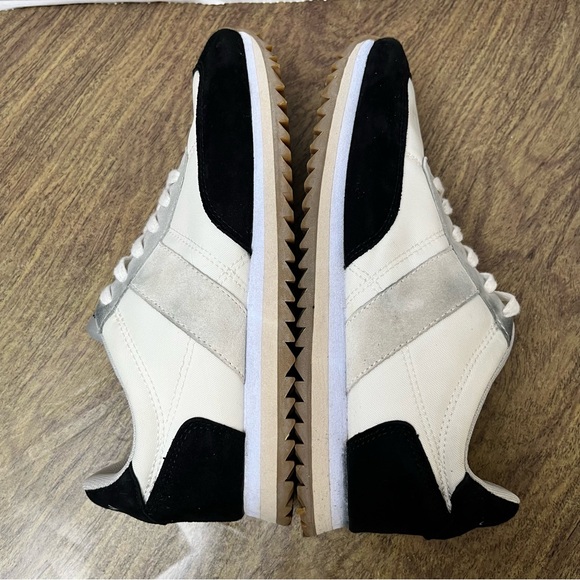 J. Crew White Gray Black Colorblock Leather Trainers Sneakers Size 7 - Picture 7 of 12